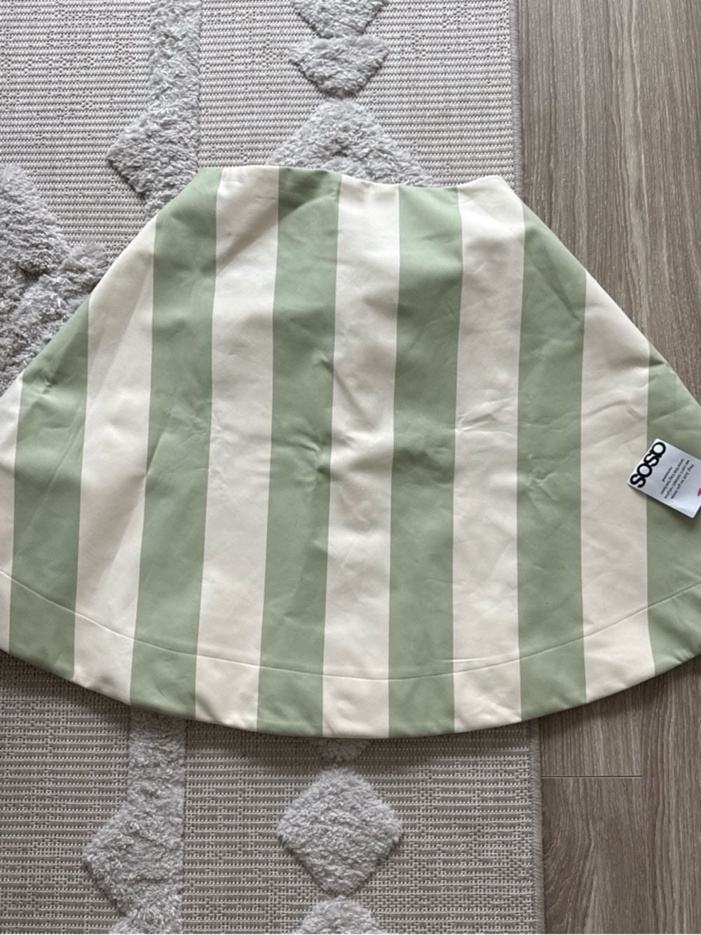 ASOS Sage Green and White Striped Skater Skirt